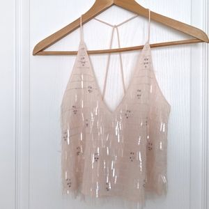 Bershka Sequins Crop Top with hand stitched detail